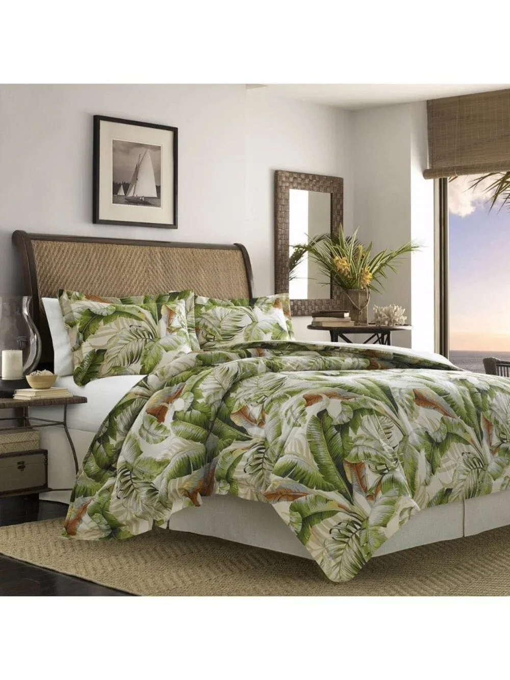 brand new Tommy Bahama Palmiers 100% Cotton QUEEN Duvet Cover + 2 Shams